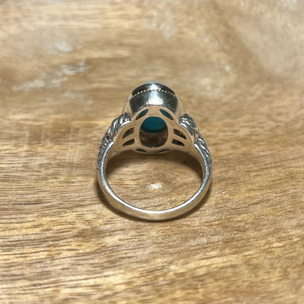 *SOLD* EFFY Sterling Silver & 18K Yellow Gold Blue Turquoise Ring - Picture 11 of 16